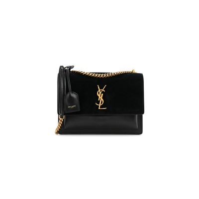 YSL SUNSET MEDIUM IN SUEDE AND LEATHER 422906 (22*16*8cm)